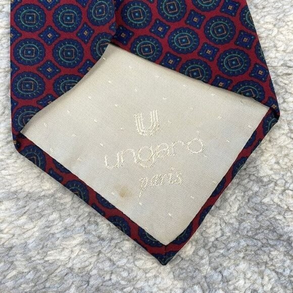 Ungaro Paris Handmade in Spain Silk Neck Tie Business Formal Party Geometric - Picture 5 of 10
